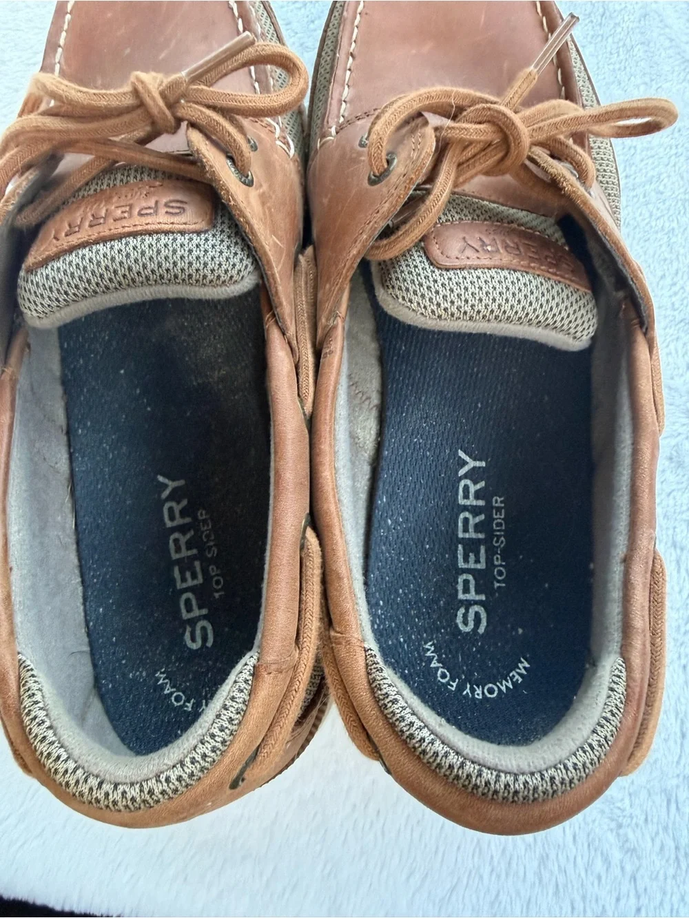 Sperry Surveyor 2-Eye Mens Boat Shoes Size 10 M Brown Leather Mesh STS22067 Read